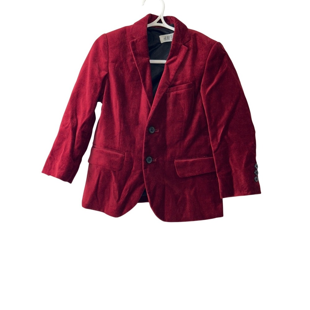 H&M Kids Red Velvet Blazer Jacket US 3-4Y Two-Button‎ Closure Lined